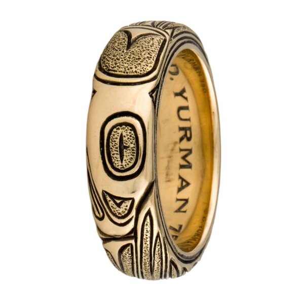 DAVID YURMAN 18K 750 YELLOW GOLD ENGRAVED BAND RING - Picture 4 of 9